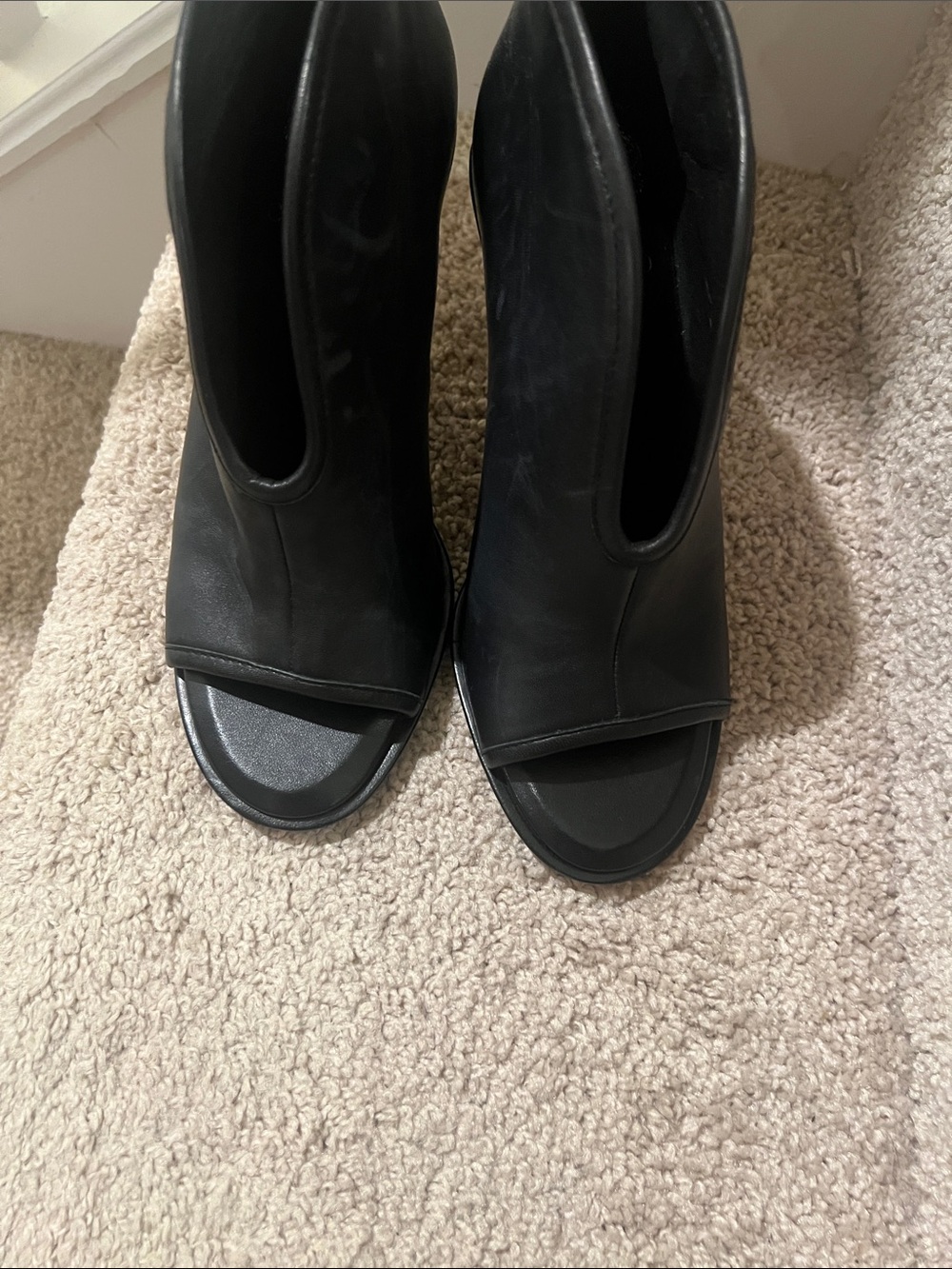 Vince Camuto Black Open-Toe Heeled Booties